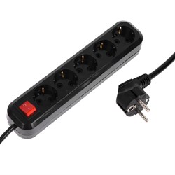 Сетевой фильтр 5bites SP5B-330 5S, 5 розеток, 3 м, 16 А, 3х1.5 мм2, с выкл., черный - фото 51384370