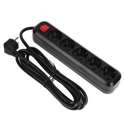 Сетевой фильтр 5bites SP5B-330 5S, 5 розеток, 3 м, 16 А, 3х1.5 мм2, с выкл., черный - фото 51384371