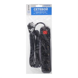Сетевой фильтр 5bites SP5B-330 5S, 5 розеток, 3 м, 16 А, 3х1.5 мм2, с выкл., черный - фото 51384374