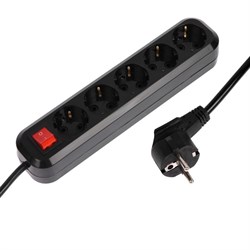 Сетевой фильтр 5bites SP5B-350 5S, 5 розеток, 5 м, 16 А, 3х1.5 мм2, с з/к, с выкл., черный - фото 51384376