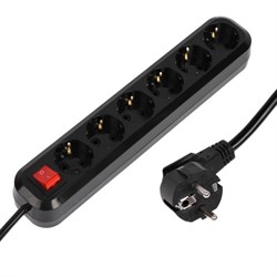 Сетевой фильтр 5bites SP6B-330 6S, 6 розеток, 3 м, 16 А, 3х1.5 мм2, с з/к, с выкл., черный - фото 51384388