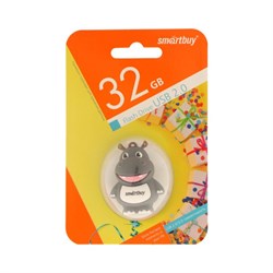 Флешка Smartbuy Wild series "Гиппопотам", 32 Гб, USB2.0, чт до 25Мб/с, зап до 15Мб/с, серая - фото 51384529