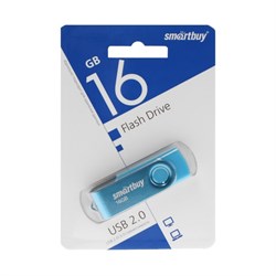 Флешка Smartbuy Twist, 16 ГБ, USB 2.0, чтение до 25 Мб/с, запись до 15 Мб/с, синяя - фото 51384545