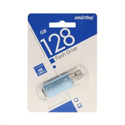 Флешка Smartbuy V-Cut, 128 Гб, USB 3.0, чт до 75 Мб/с, зап до 25 Мб/с, синяя - фото 51384579