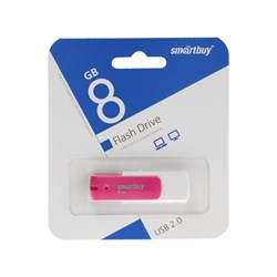 Флешка Smartbuy Diamond, 8 Гб, USB 2.0, чт до 25 Мб/с, зап до 15 Мб/с, розово-белая - фото 51384589