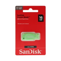 Флешка SanDisk Cruzer Blade, 16 Гб, USB 2.0, чт до 16 Мб/с, зап до 4  Мб/с, зеленая - фото 51384624