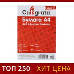 Бумага А4, 100 листов Calligrata, 80 г/м², белизна 146% CIE, класс С, в т/у плёнке (цена за 100 листов) - фото 51384817