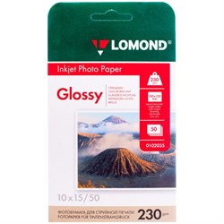 Фотобумага для струйной печати А6 (100 х 150 мм), 50 листов LOMOND, 230 г/м2, односторонняя, глянцевая - фото 51384864