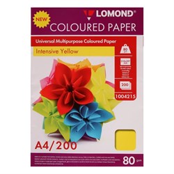 Бумага цветная А4, 200 листов LOMOND интенсив, жёлтая, блок 80 г/м² (1004215) - фото 51385279