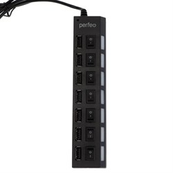 Разветвитель USB (Hub) Perfeo H033, 7 портов, USB 2.0, чёрный - фото 51386330