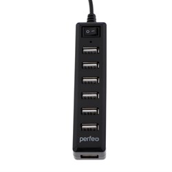 Разветвитель USB (Hub) Perfeo H034, 7 портов, USB 2.0, чёрный - фото 51386335