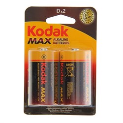 Батарейка алкалиновая Kodak Max, D, LR20-2BL, 1.5 В, блистер, 2 шт. - фото 51386743
