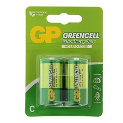 Батарейка солевая GP Greencell Extra Heavy Duty, С, R14-2BL, 1.5 В, блистер, 2 шт. - фото 51386766