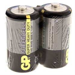 Батарейка солевая GP Supercell Super Heavy Duty, C, 14S / R14, 1.5 В, спайка, 2 шт. - фото 51386767