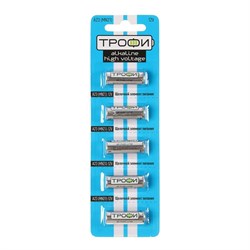 Батарейка алкалиновая "Трофи" Alkaline, А23 (MN21)-5BL, 12В, блистер, 5 шт. - фото 51386959