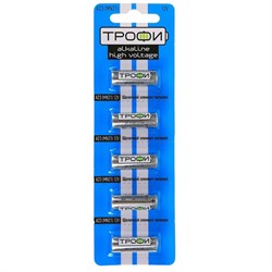 Батарейка алкалиновая "Трофи" Alkaline, А23 (MN21)-5BL, 12В, блистер, 5 шт. - фото 51386962