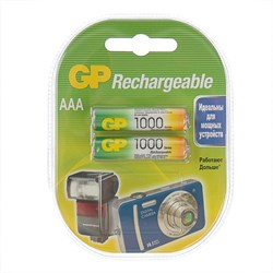 Аккумулятор GP, Ni-Mh, AAA, HR03-2BL, 1.2 В, 1000 мАч, блистер, 2 шт. - фото 51387038