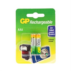 Аккумулятор GP, Ni-Mh, AAA, HR03-2BL, 1.2 В, 1000 мАч, блистер, 2 шт. - фото 51387040