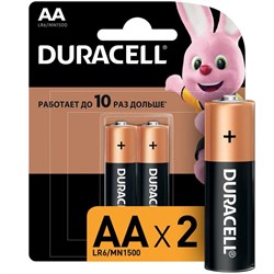 Батарейка алкалиновая Duracell Basic, AA, LR6-2BL, 1.5В, блистер, 2 шт. - фото 51387267