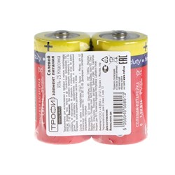 Батарейка солевая "Трофи" Heavy Duty, С, R14-2S, 1.5В, спайка, 2 шт. - фото 51387554