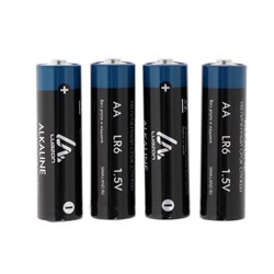 Батарейка алкалиновая (щелочная) Luazon, AA, LR6, спайка, 4 штуки - фото 51387573