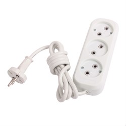 Удлинитель Smartbuy, 3 розетки, 1.5 м, 10 А, 2200 Вт, ПВС 2х1 мм2, без з/к, белый - фото 51387794