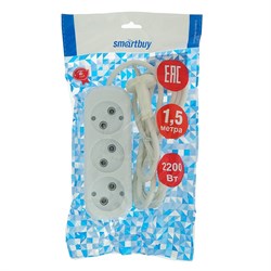 Удлинитель Smartbuy, 3 розетки, 1.5 м, 10 А, 2200 Вт, ПВС 2х1 мм2, без з/к, белый - фото 51387796