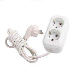 Удлинитель сетевой Smartbuy, 2 розетки, 2 м, 3500 Вт, ПВС 3×1 мм2, 16 А, с заземлением, белый - фото 51387798