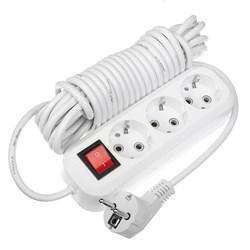 Удлинитель Smartbuy, 3 розетки, 7м, 16 А, 3600 Вт, ПВС 3х1 мм2, с з/к, с выкл., белый - фото 51387860