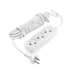 Удлинитель Smartbuy, 3 розетки, 5 м, 10 А, 2200 Вт, ПВС 2х1 мм2, без з/к, белый - фото 51387921