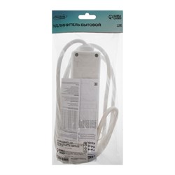 Удлинитель Luazon Lighting, 3 розетки, 1.8 м, 10 А, 2200 Вт, 3×1.5 мм2, с заземлением, с выключателем, белый - фото 51388099