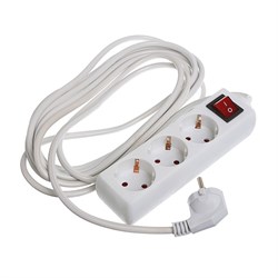 Удлинитель Luazon Lighting, 3 розетки, 5 м, 10 А, 2200 Вт, 3х1.5 мм2, с з/к, с выкл., Б - фото 51388101