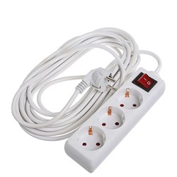 Удлинитель Luazon Lighting, 3 розетки, 7 м, 10 А, 1300 Вт, 3х0.75 мм2, с з/к, с выкл., Б - фото 51388126