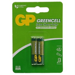 Батарейка солевая GP Greencell Extra Heavy Duty, AAA, R03-2BL, 1.5 В, блистер, 2 шт. - фото 51388357