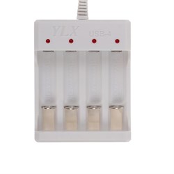 Зарядное устройство Luazon для 4х аккумуляторов АА или ААА UC-24, USB, ток заряда 250 мА, белое - фото 51388525