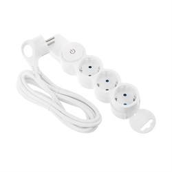 Удлинитель Duwi, 3 розетки, 3 м, 10 А, 2200 Вт, ПВС 3х0.75 мм2, с з/к, с выключателем, белый - фото 51388892