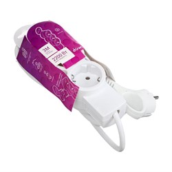 Удлинитель Duwi, 3 розетки, 3 м, 10 А, 2200 Вт, ПВС 3×0.75 мм2, с заземлением, белый - фото 51388905