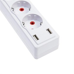 Удлинитель Luazon Lighting, 3 розетки, 3 м, 10 А, 2200 Вт, 2х0.75 мм2, 2хUSB, - фото 51389048