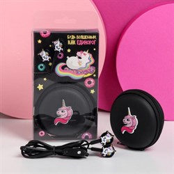 Набор наушники вакуумные с гарнитурой и чехол «Единорог», 26,2 х 24,5 см - фото 51390116