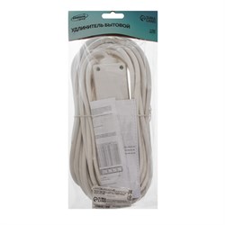 Удлинитель Luazon Lighting, 3 розетки, 10 м, 6 А, 1300 Вт, 3×0.75 мм2, с заземлением, с выключателем, белый - фото 51390324