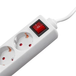 Удлинитель Luazon Lighting, 4 розетки, 10 м, 10 А, 1300 Вт, 3х0.75 мм2, с з/к, с выкл., Б - фото 51390327