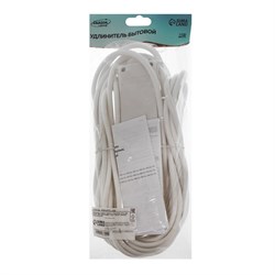 Удлинитель Luazon Lighting, 4 розетки, 10 м, 10 А, 1300 Вт, 3х0.75 мм2, с з/к, с выкл., Б - фото 51390331