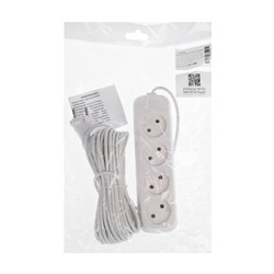 Удлинитель сетевой Luazon Lighting ECO, 4 розетки, 10 м, 10 А, 2200 Вт, без заземления, белый - фото 51390535