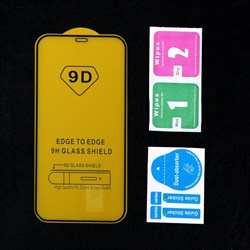 Защитное стекло 9D Luazon для iPhone 12/12 Pro, полный клей, 0.33 мм, 9Н, чёрное - фото 51390631