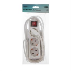 Удлинитель Luazon Lighting, 3 розетки, 1,8 м, 10 А, 1300 Вт, 3х0.75 мм2, с з/к, с выкл., Б - фото 51391310