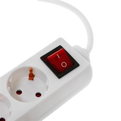 Удлинитель Luazon Lighting, 4 розетки, 3 м, 10 А, 1300 Вт, 3х0.75 мм2, с з/к, с выкл., - фото 51391314