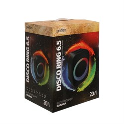 Портативная колонка Perfeo DISCO RING, FM, MP3, microSD, USB, AUX, 20 Вт, 3600 мАч, черная - фото 51391387