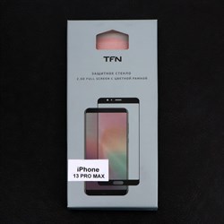 Защитное стекло 2.5D TFN для iPhone 13 Pro Max, полный клей, чёрное - фото 51392184