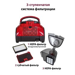 Пылесос Pioneer VC345C, циклонный, 2100Вт, 2 л, цвет красный - фото 51392436