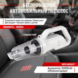 Пылесос автомобильный Skyway Тайфун, беспров., с подсвет.,80 Вт,11 В,2 насад+шланг,в сумке - фото 51392847